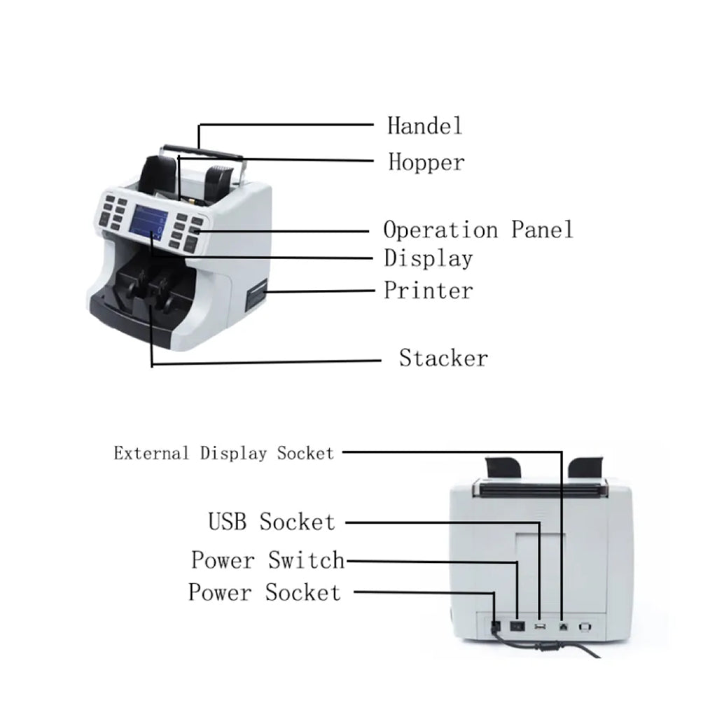 CRONY H-8700 High-Speed Smart Bill Counter 1200 Notes/Min Built-in Thermal Printer TFT Display Banknote Verifiers
