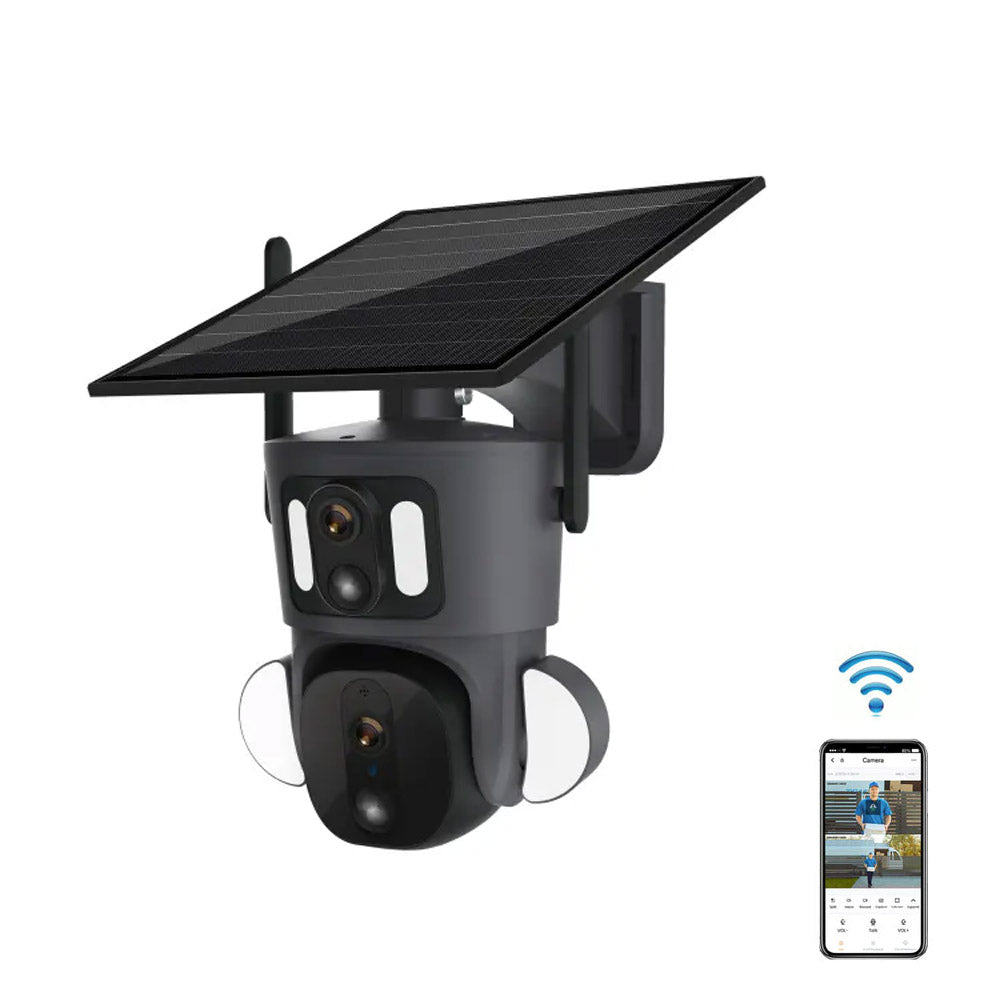 CRONY RBX-SD320 4G-4K-8MP RBX-SD320 WIFI-4K-8MP Solar Dual Linkage Battery PT Camera Built in Battery Outdoor Auto Human Tracking Solar Dual lens Camera
