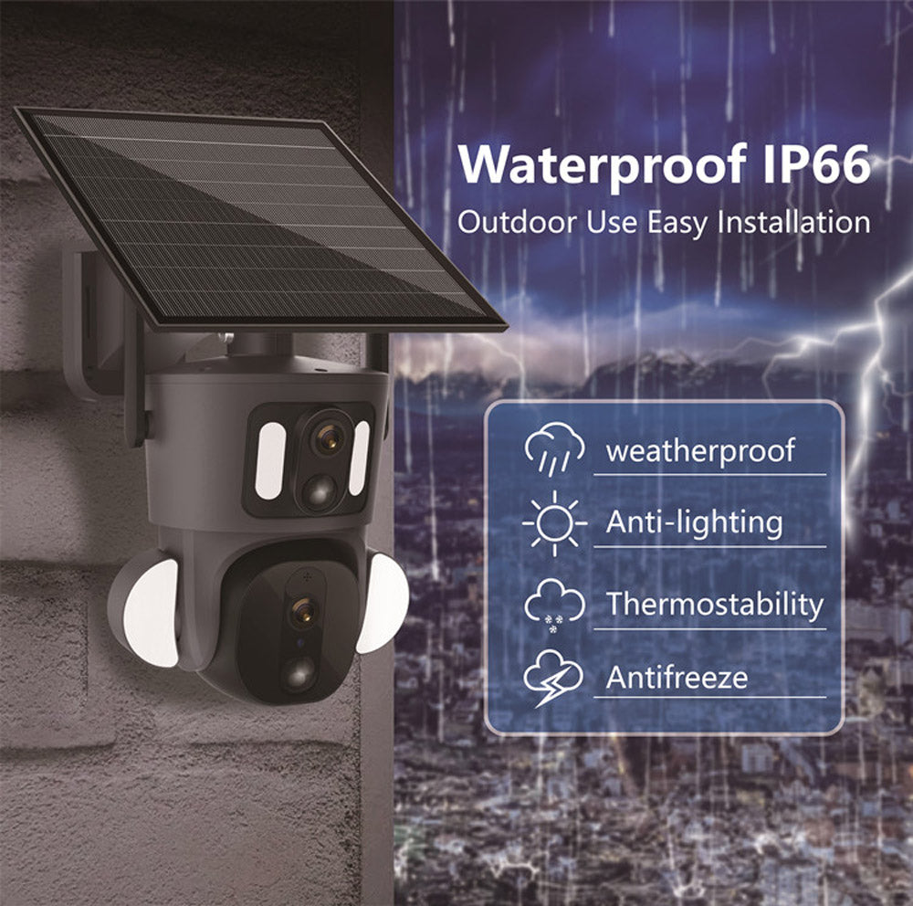 CRONY RBX-SD320 4G-4K-8MP RBX-SD320 WIFI-4K-8MP Solar Dual Linkage Battery PT Camera Built in Battery Outdoor Auto Human Tracking Solar Dual lens Camera