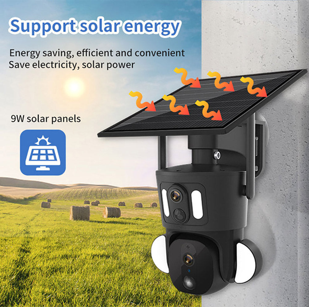 CRONY RBX-SD320 4G-4K-8MP RBX-SD320 WIFI-4K-8MP Solar Dual Linkage Battery PT Camera Built in Battery Outdoor Auto Human Tracking Solar Dual lens Camera