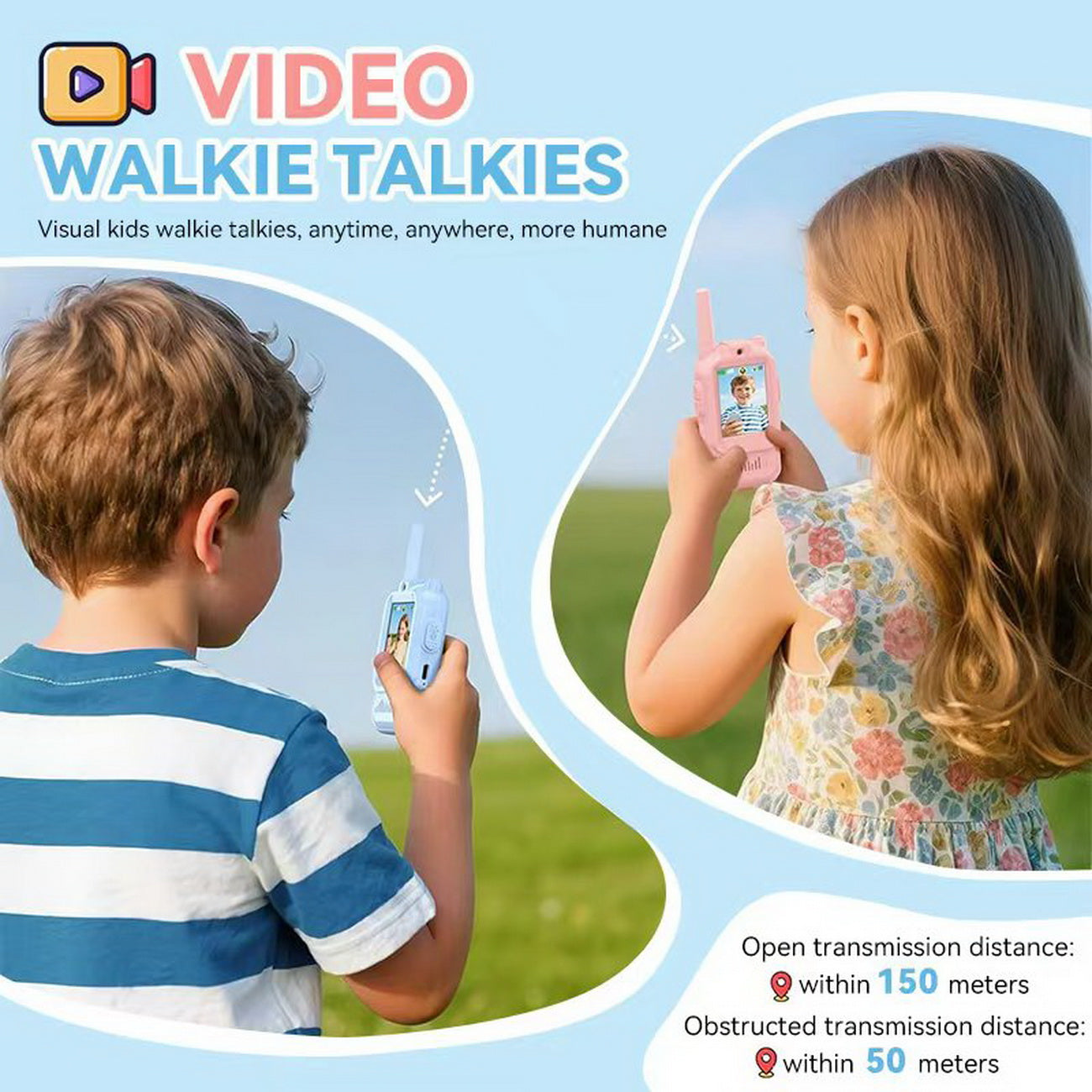 CRONY KS01 Children video walkie-talkie Toy Walkie Talkie with Video Camera Screen Wireless 2.4G WiFi Rechargeable Portable