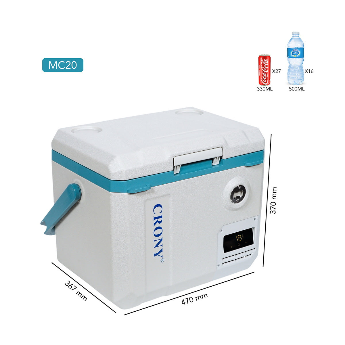 CRONY MC20 Car Refrigerator 20L/DC/AC Bottle Opener Cup Holder Removable Wire Fence