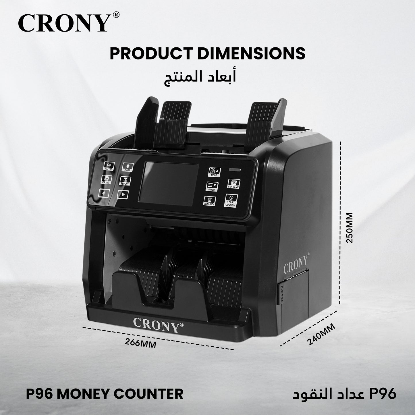 CRONY P96 Banknote Sorter with Inbuilt Printer Multi-Currency Detection LCD Display Simple Maintenance Upgrade by USB Banknote Verifiers