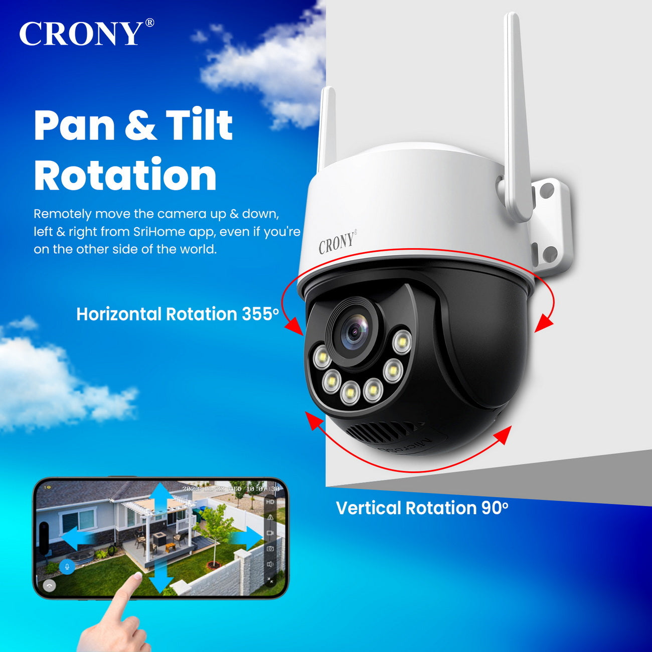CRONY SH072 Srihome APP 8MP Wireless Camera 8MP 5G WiFi Camera With Night Vision Human Detection Two Way Audio