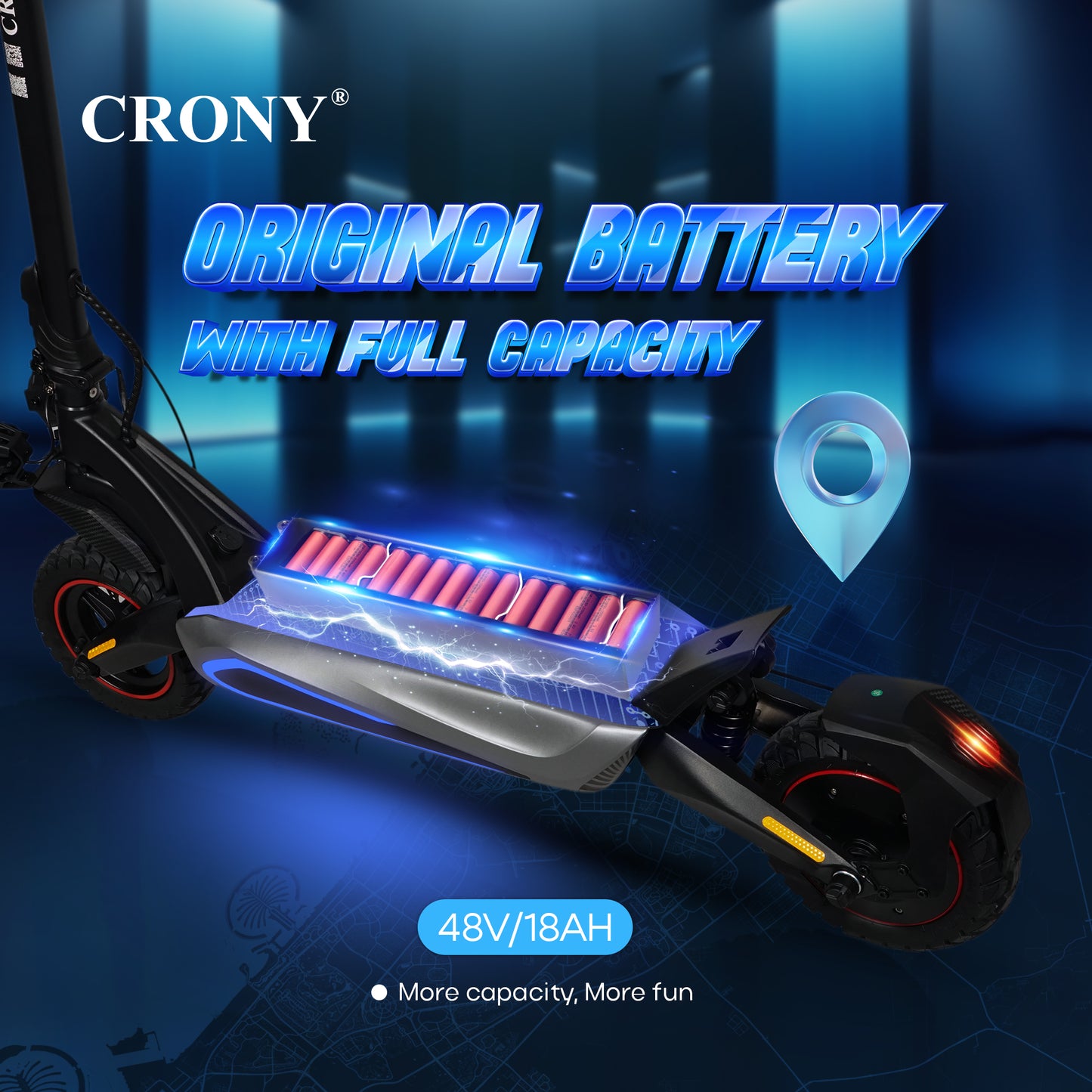 CRONY T2 Electric Scooter for Adults Range Front and Rear Suspension Disc Brakes Aluminum Frame E Bike with APP