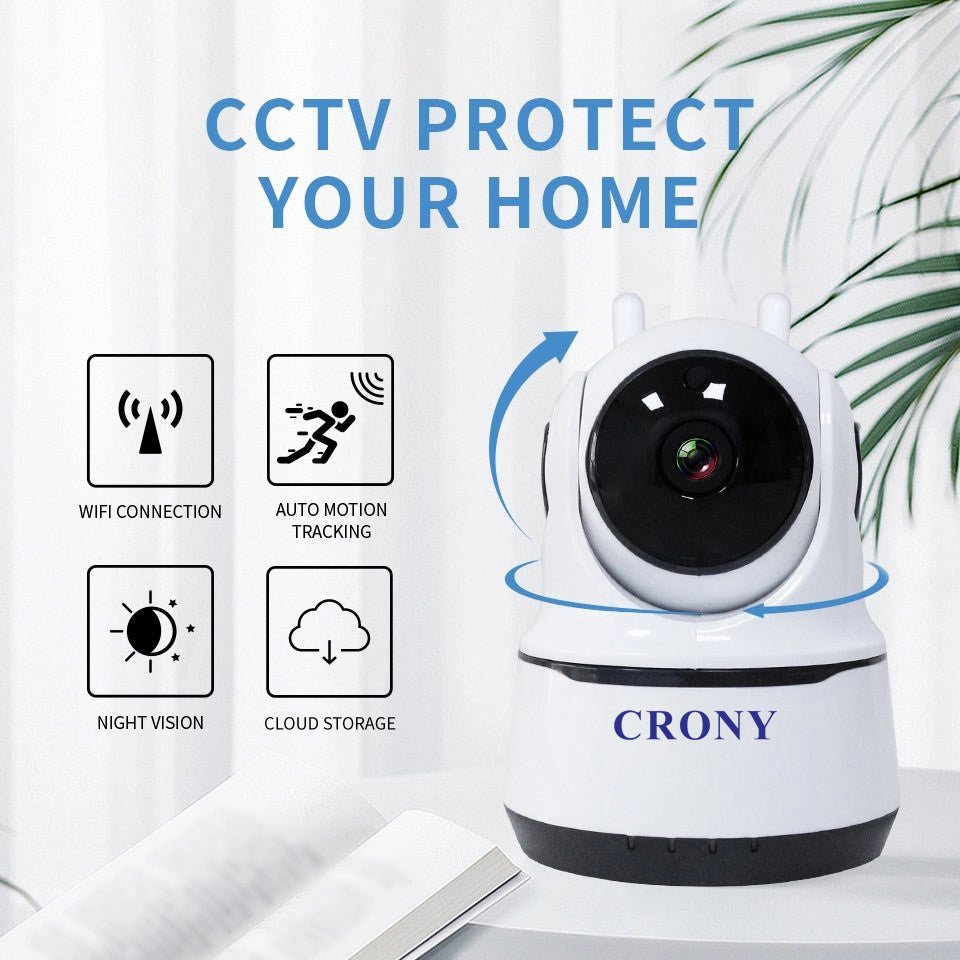 كاميرا ذكية منزلية داخلية CRONY NIP-26 بدقة 1080p مع واي فاي للمراقبة الأمنية مع رؤية ليلية، متوافقة مع تطبيق iOS وAndroid وGoogle Home