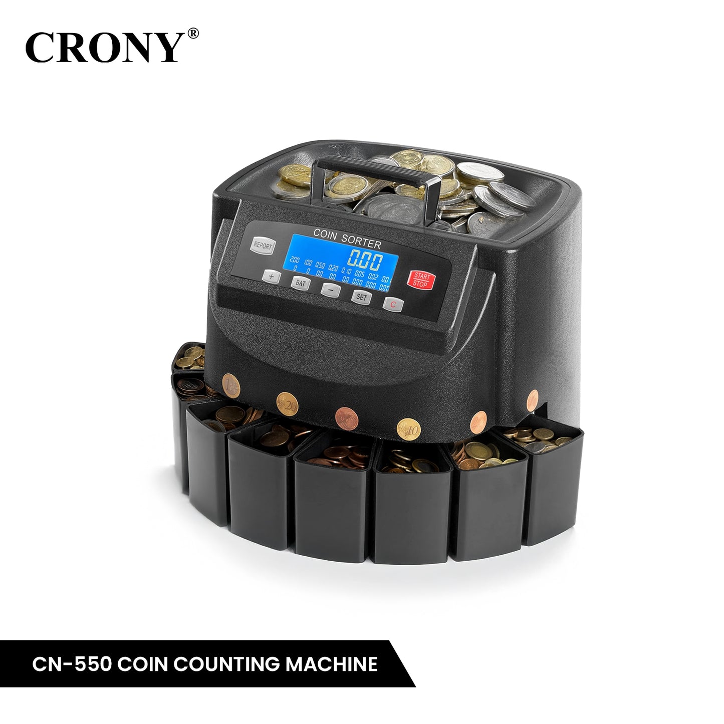 CRONY Banknote Verifiers CN-550 Coin counting machine LCD screen coin sorting machine Export coin counting machine Money Counter