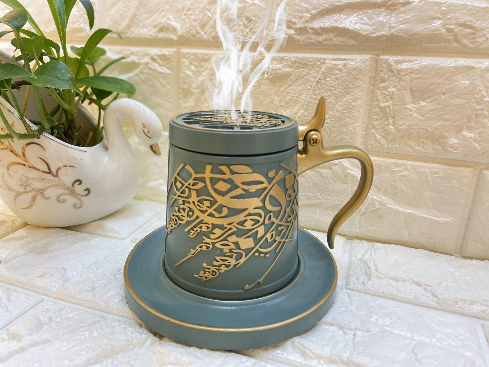 Bakhoor Big teacup Bukhoor Dukhoon Portable Incense Burner-Black - Edragonmall.com