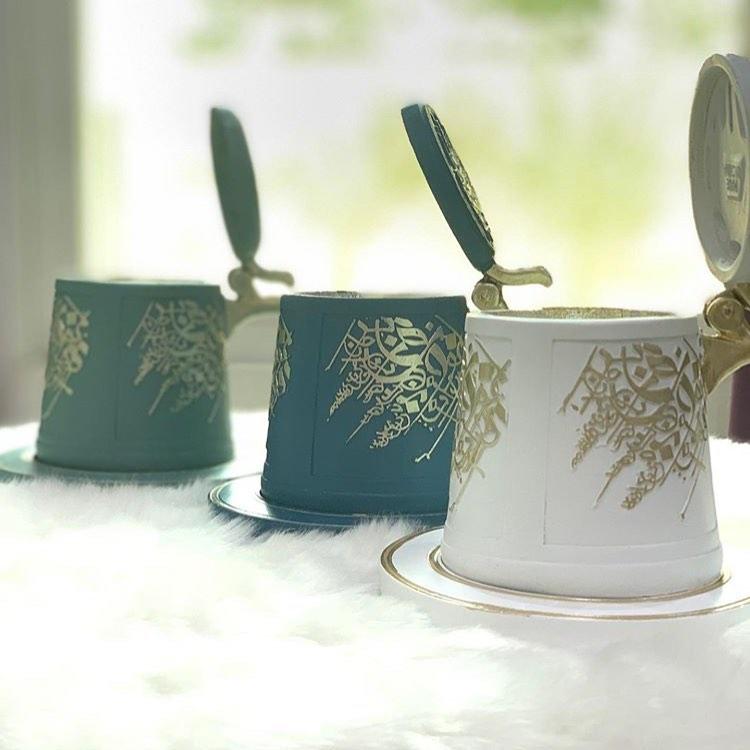 Bakhoor Big teacup Bukhoor Dukhoon Portable Incense Burner-green - Edragonmall.com