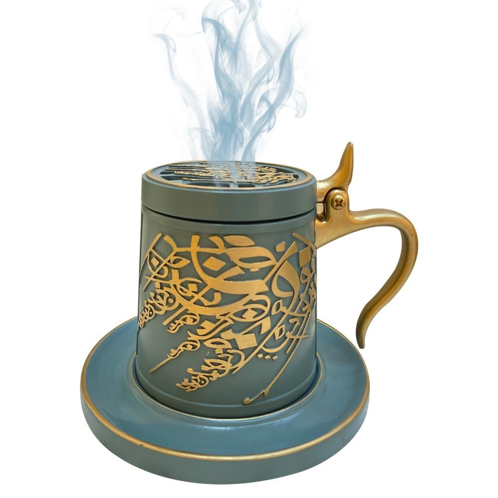 Bakhoor Big teacup Bukhoor Dukhoon Portable Incense Burner-green - Edragonmall.com