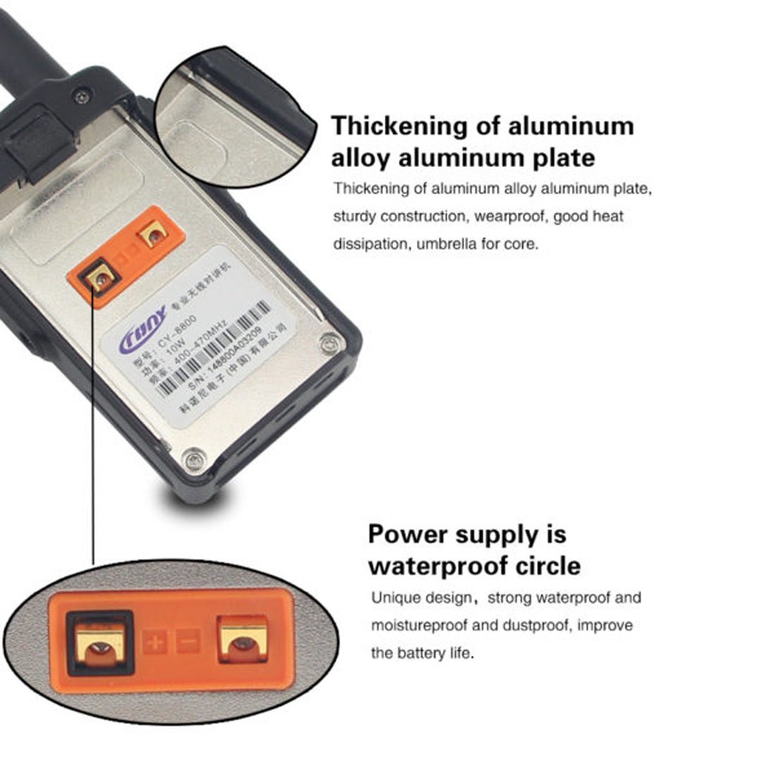 Crony 10W CY-8800 UHF Long Range Walkie Talkies 8-20km Two Way Radio Warterproof with headsets - Edragonmall.com