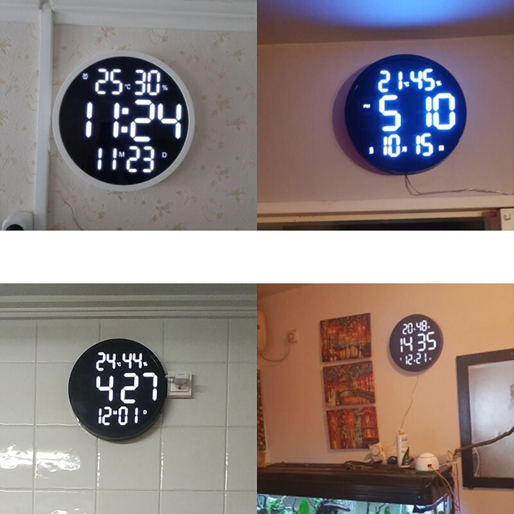CRONY 6620 Wall clock 12 Inch LED Large Number Digital Wall Clock Temp