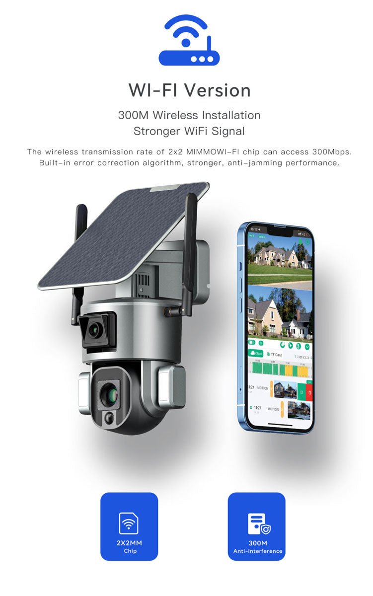 CRONY D5 4G-4K-8MP Solar Dual Linkage Battery PTZ Camera 8MP Wireless CCTV Camera Outdoor IP66 Waterproof Solar Dual Camera - Edragonmall.com