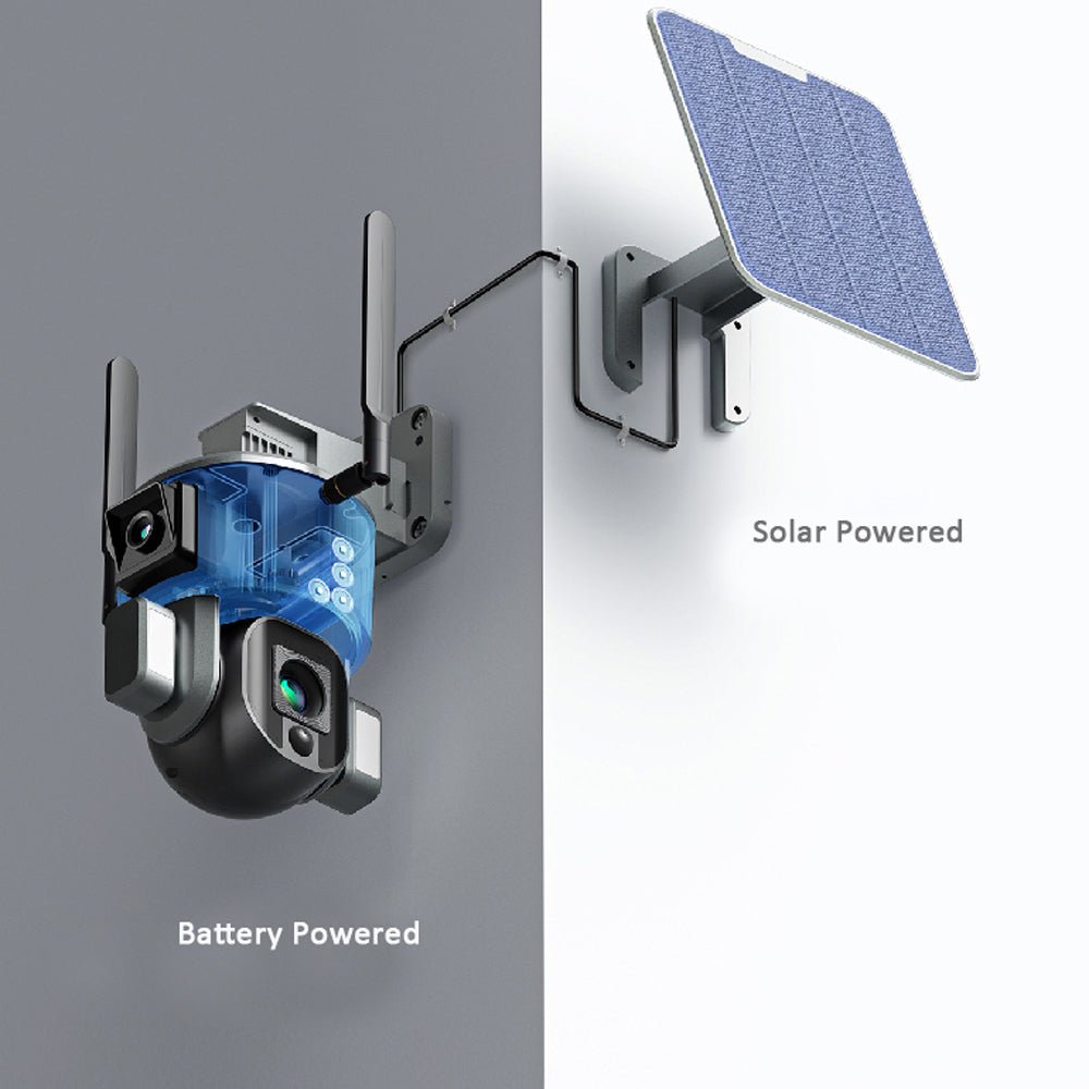 CRONY D5 4G-4K-8MP Solar Dual Linkage Battery PTZ Camera 8MP Wireless CCTV Camera Outdoor IP66 Waterproof Solar Dual Camera - Edragonmall.com