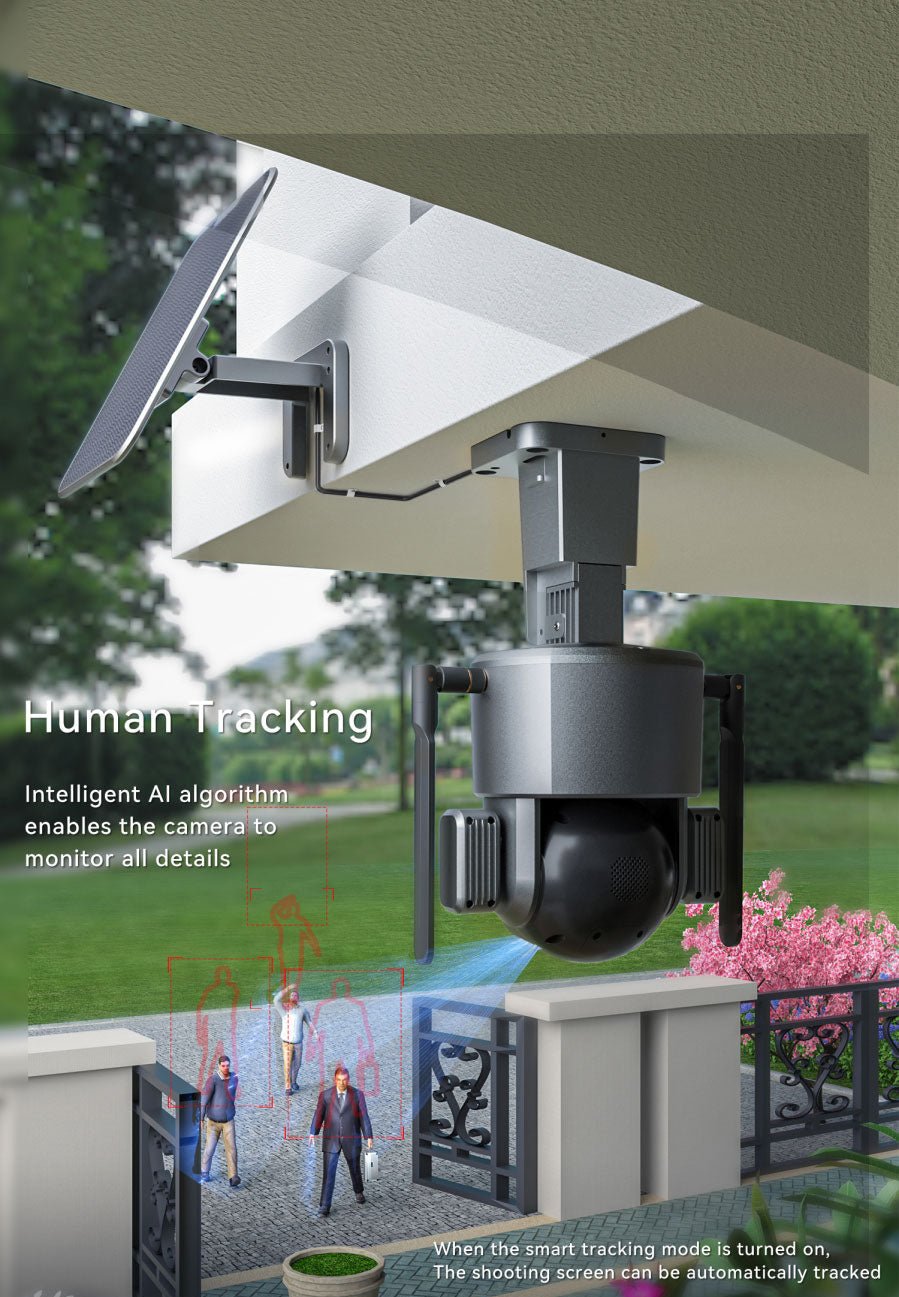CRONY D5 4G-4K-8MP Solar Dual Linkage Battery PTZ Camera 8MP Wireless CCTV Camera Outdoor IP66 Waterproof Solar Dual Camera - Edragonmall.com