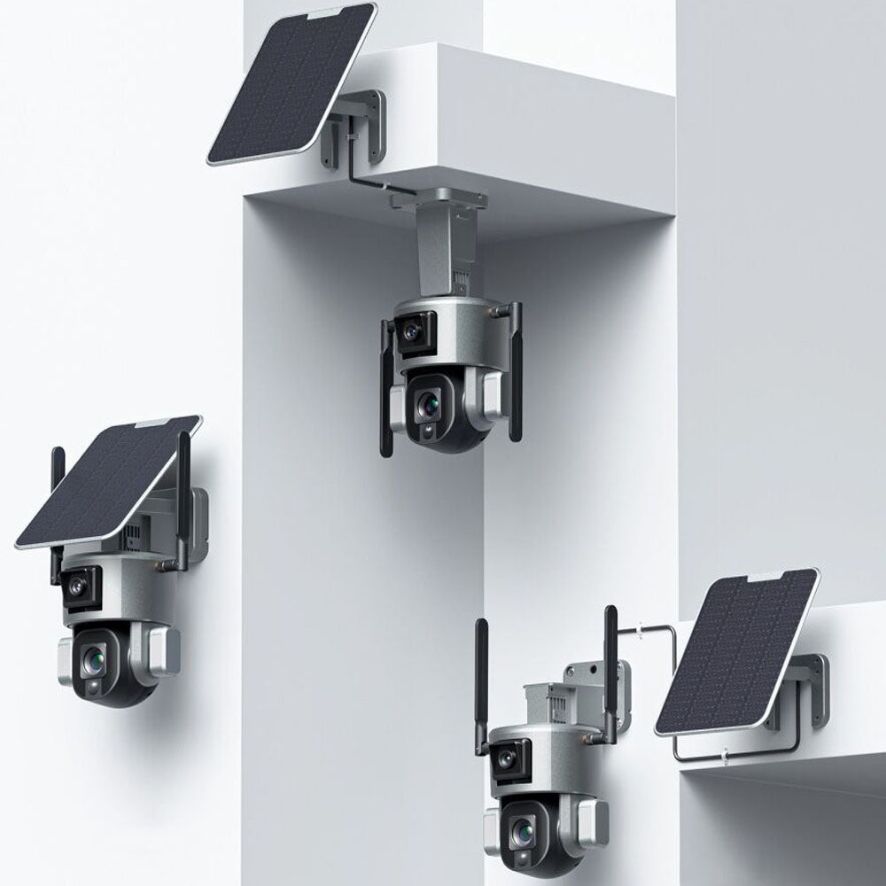 CRONY D5 4G-4K-8MP Solar Dual Linkage Battery PTZ Camera 8MP Wireless CCTV Camera Outdoor IP66 Waterproof Solar Dual Camera - Edragonmall.com