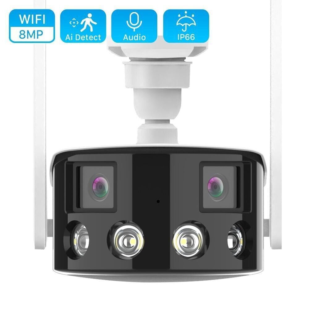 CRONY EW WIFI 4MP(ICsee APP)Binocular ultra wide Angle Camera 4K 8MP Camera Ultra-Wide Angle Dual Lens 180° Panorama two way audio - Edragonmall.com