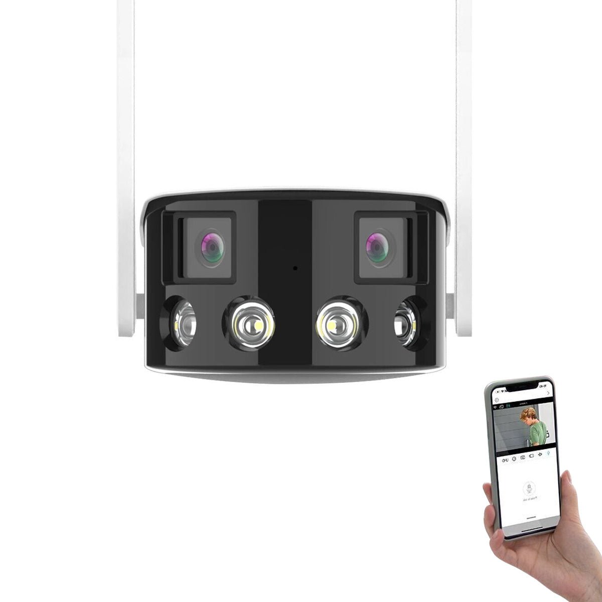 CRONY EW WIFI 4MP(ICsee APP)Binocular ultra wide Angle Camera 4K 8MP Camera Ultra-Wide Angle Dual Lens 180° Panorama two way audio - Edragonmall.com