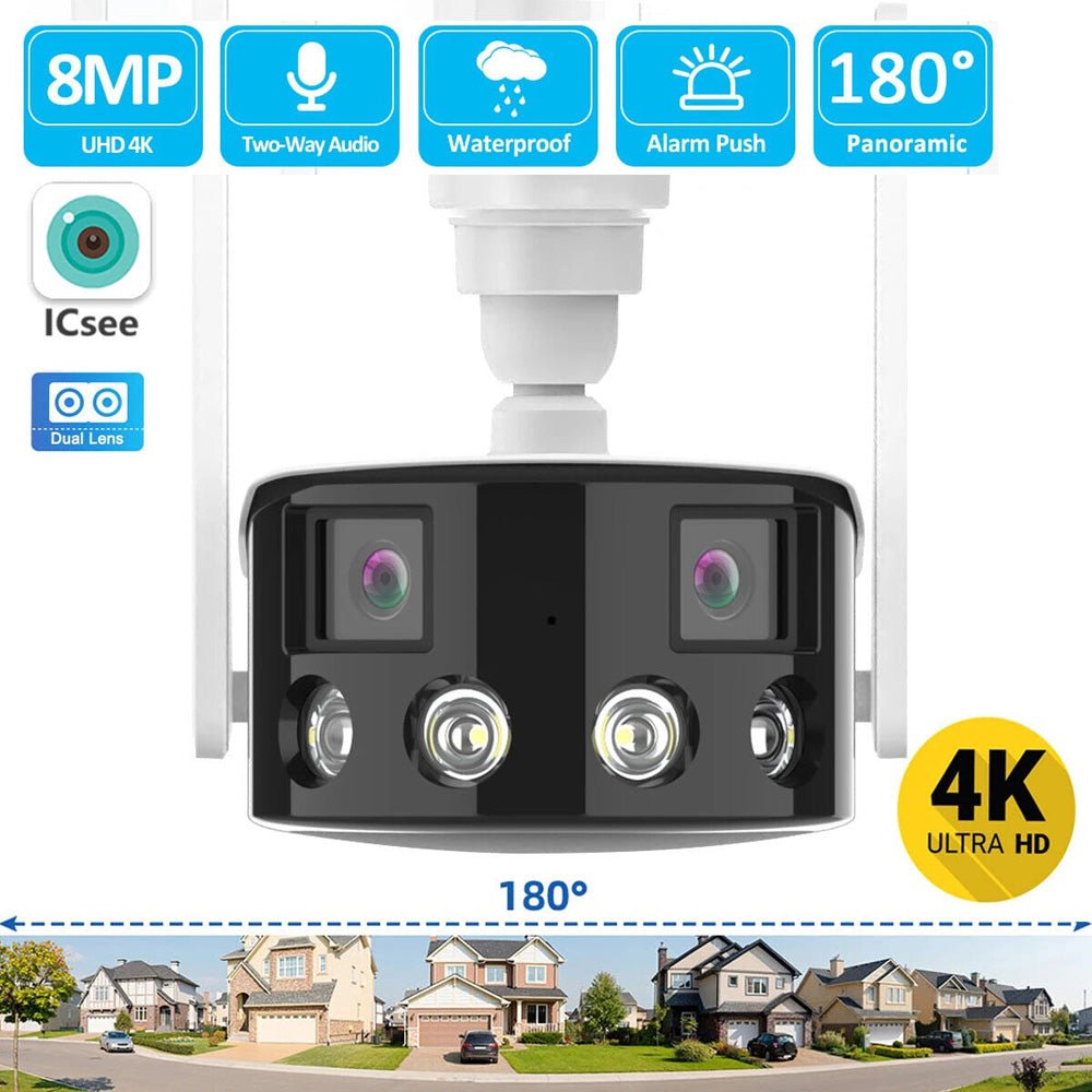 CRONY EW WIFI 4MP(ICsee APP)Binocular ultra wide Angle Camera 4K 8MP Camera Ultra-Wide Angle Dual Lens 180° Panorama two way audio - Edragonmall.com
