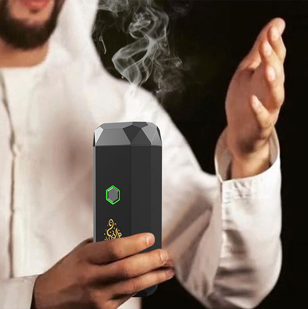 CRONY Large B15 Portable Bukhoor Style Usb Type-C Power incense burner Bakhoor Portable Rechargeable Electric Incense Burner | BLACK - Edragonmall.com