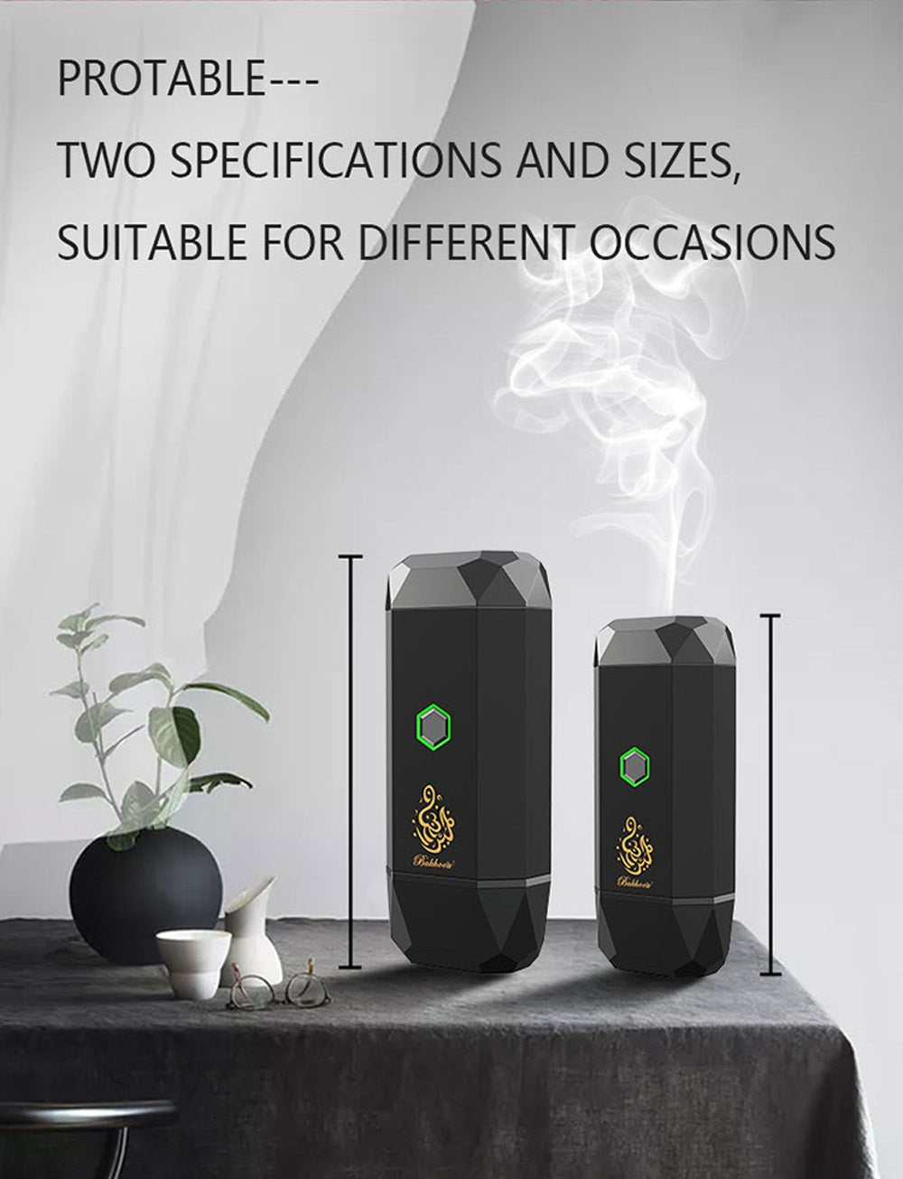 CRONY Large B15 Portable Bukhoor Style Usb Type-C Power incense burner Bakhoor Portable Rechargeable Electric Incense Burner | BLACK - Edragonmall.com