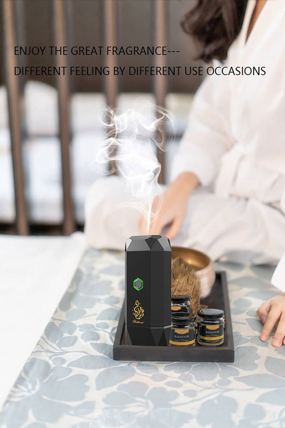 CRONY Large B15 Portable Bukhoor Style Usb Type-C Power incense burner Bakhoor Portable Rechargeable Electric Incense Burner | BLACK - Edragonmall.com