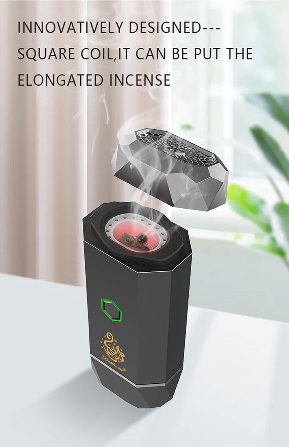 CRONY Large B15 Portable Bukhoor Style Usb Type-C Power incense burner Bakhoor Portable Rechargeable Electric Incense Burner | BLACK - Edragonmall.com