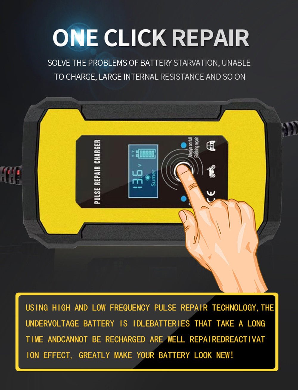 CRONY Powerful charger for 12V lead-acid battery - Edragonmall.com
