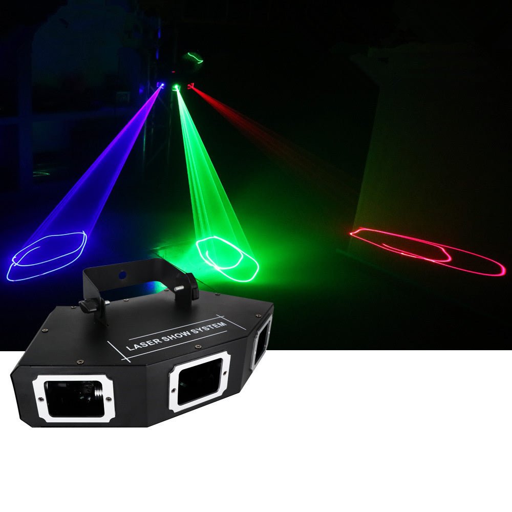 CRONY Sectorial 3 hole red green blue laser light Colorful Fan Beam Pattern Led Lights RGB Disco Laser Stage Lighting For Party - Edragonmall.com