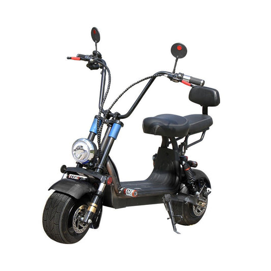 CRONY Small Harley two seat big tires with BT 1000w 60KM/H high power two wheels adult electric scooter motorcycle | BLACK - Edragonmall.com