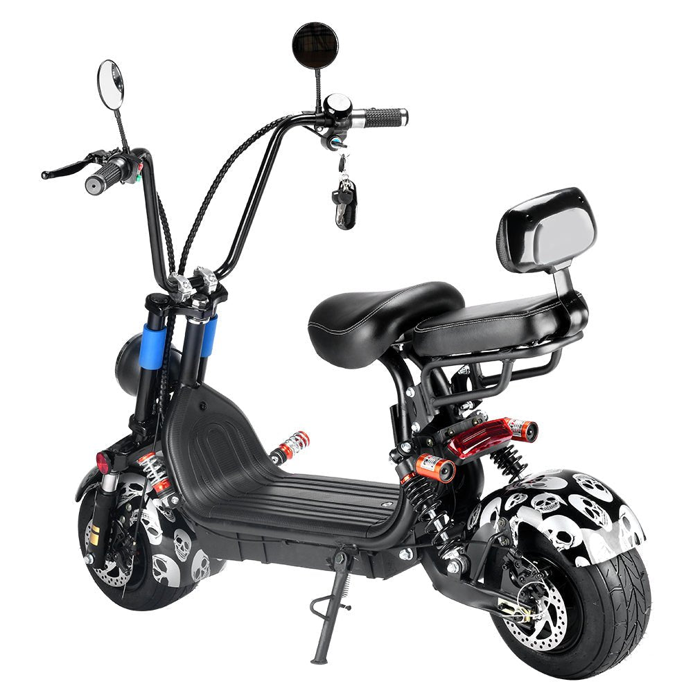 CRONY Small Harley two seat big tires with BT 1000w 60KM/H high power two wheels adult electric scooter motorcycle | orange - Edragonmall.com