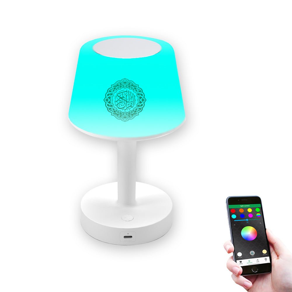 كروني SQ-917 مكبر صوت رقمي مع تطبيق، مصباح طاولة للأطفال، مكبر صوت، تحكم عن بعد، ضوء ليلي، مشغل قرآن