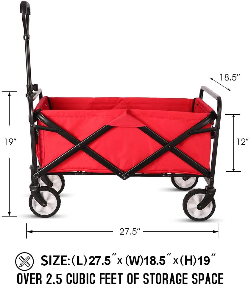 CRONY TC3015 Folding Cart Heavy Duty Collapsible Folding Wagon Utility Shopping Outdoor Camping Garden Cart | Green - Edragonmall.com