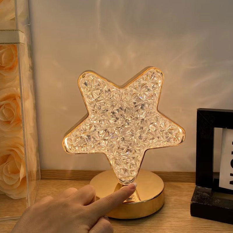 CRONY Three-color touch charging star eye lamp Modern Luxury Crystal Desk Lamp Bedroom Portable Night Light - Edragonmall.com