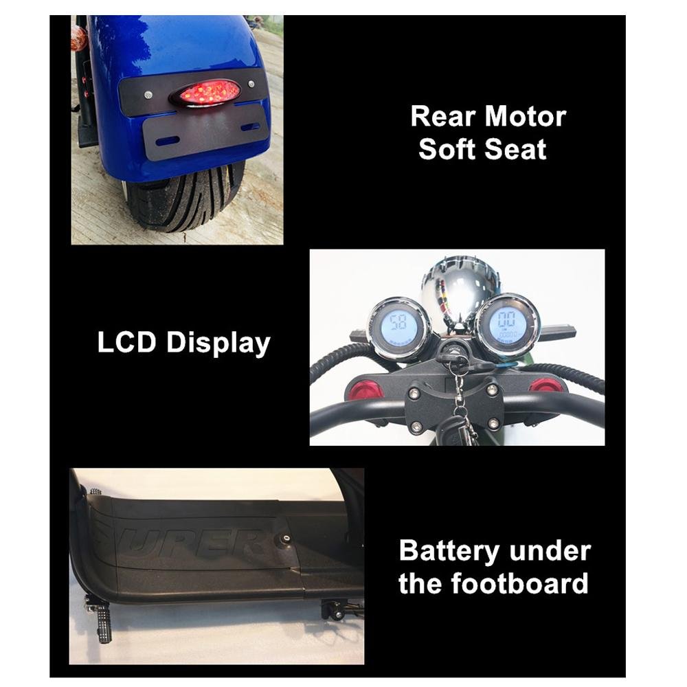 CRONY X1 Harley Electrocar car With BT Speaker 65KM/H Electrocar car Citycoco Fat Tire Electric motorcycle | Street dance - Edragonmall.com