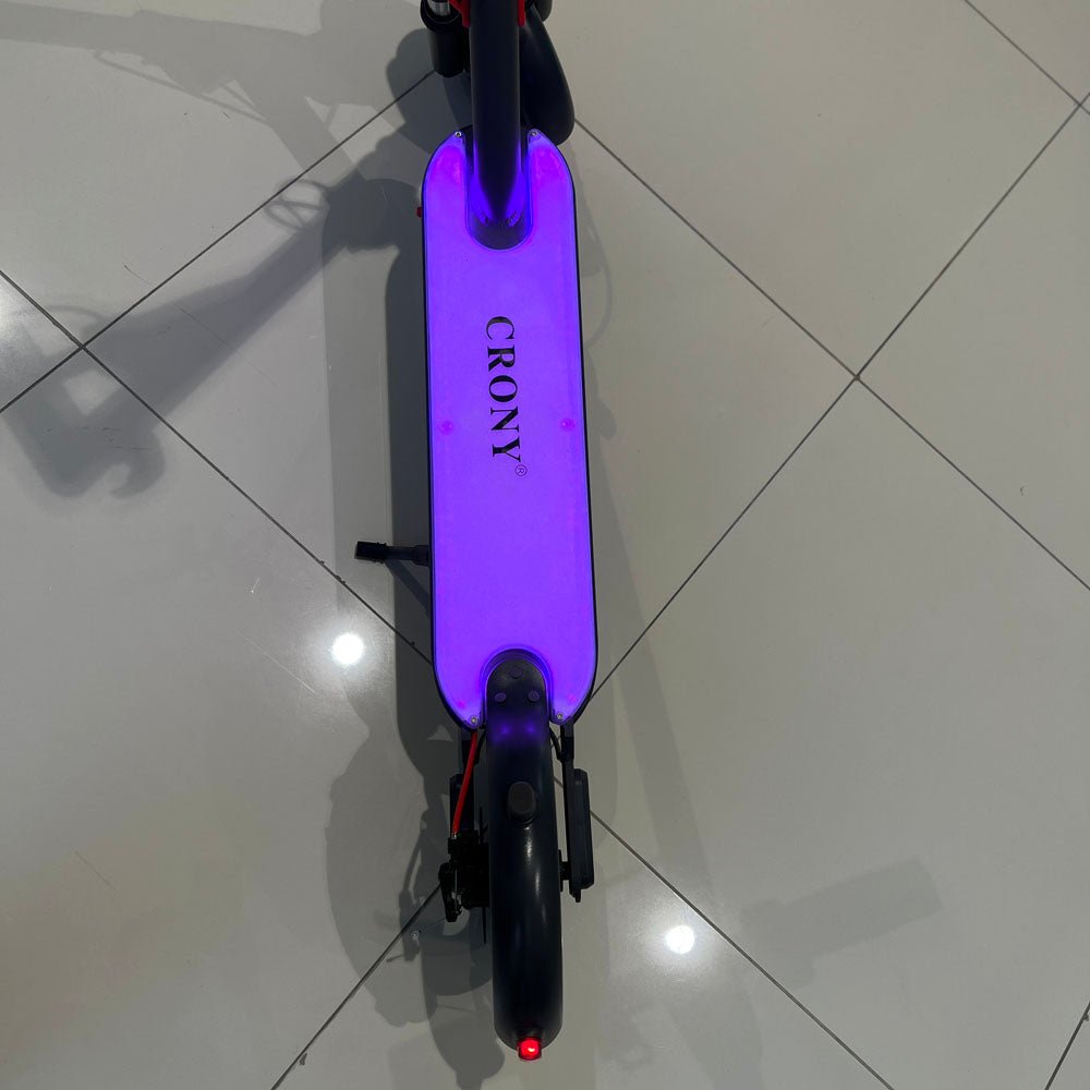 CRONY M365 Foldable Electric Scooter with Front Suspension Durable 7-Colors LED Deck Lights for Adults Kids