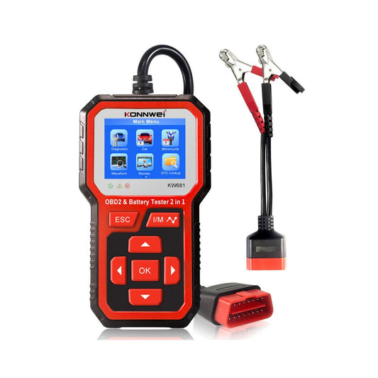 KW681 Car & Motorcycle Battery Tester OBDII Diagnostic Scann - Edragonmall.com