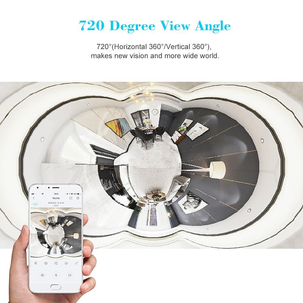 SVP720 HD 1080P Mini 720 Degree Wireless WiFi VR IP Camera Full View Fish Eye Panoramic Indoor Security Camera - Edragonmall.com