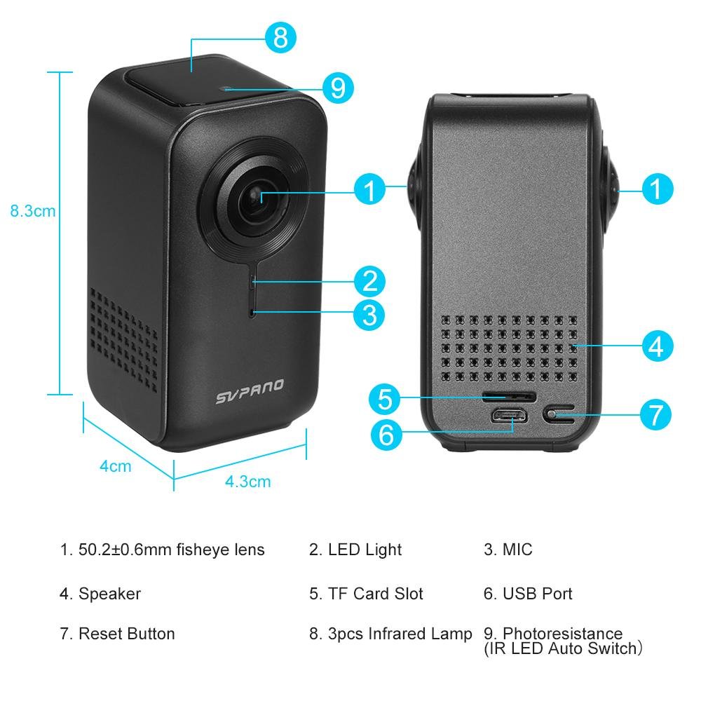 SVP720 HD 1080P Mini 720 Degree Wireless WiFi VR IP Camera Full View Fish Eye Panoramic Indoor Security Camera - Edragonmall.com