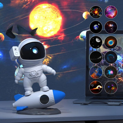 CRONY BT Rocket Astronaut Nebula projection light Rocket Astronaut Starry Sky Projector Night Light with 12 Film Sheets
