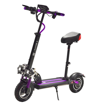 CRONY V10 Big Display+Seat Electric Scooter 1200W Motor 48V/14AH Battery 25-35KM Range Disc Brakes Front/Rear Suspension-2