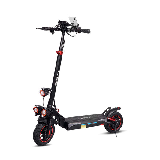 CRONY T4 Electric Scooter Big LCD Display With Seat 2000W Motor Smart App Control Triple LED Headlamps & Foldable Design with Smart Lock & Flashing Mode Front/Rear Suspension