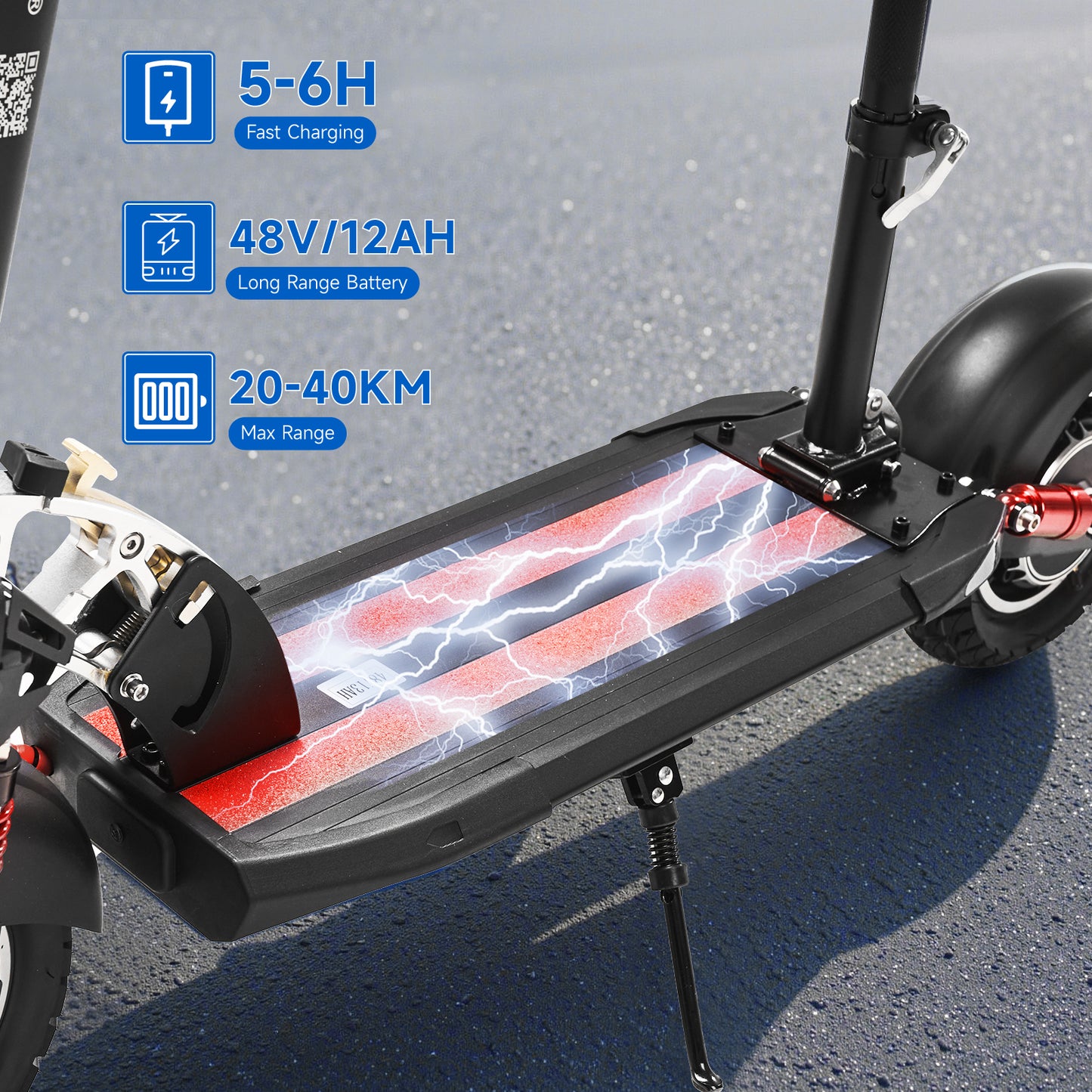 CRONY V10 Big Display+Seat Electric Scooter 1200W Motor 48V/14AH Battery 25-35KM Range Disc Brakes Front/Rear Suspension-2