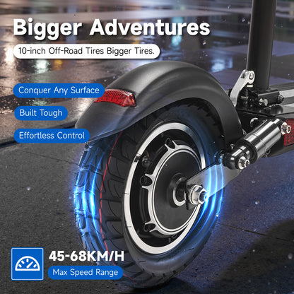 CRONY V10 Big Display+Seat Electric Scooter 1200W Motor 48V/14AH Battery 25-35KM Range Disc Brakes Front/Rear Suspension-2