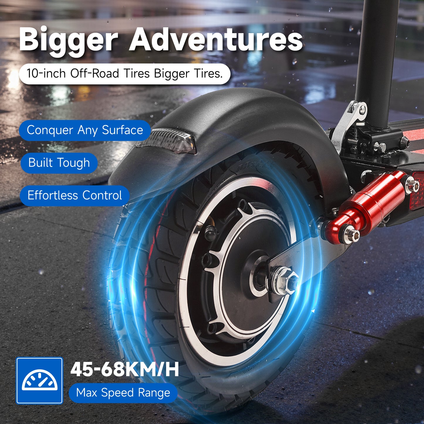 CRONY V10 Big Display+Seat Electric Scooter 1200W Motor 48V/14AH Battery 25-35KM Range Disc Brakes Front/Rear Suspension-2