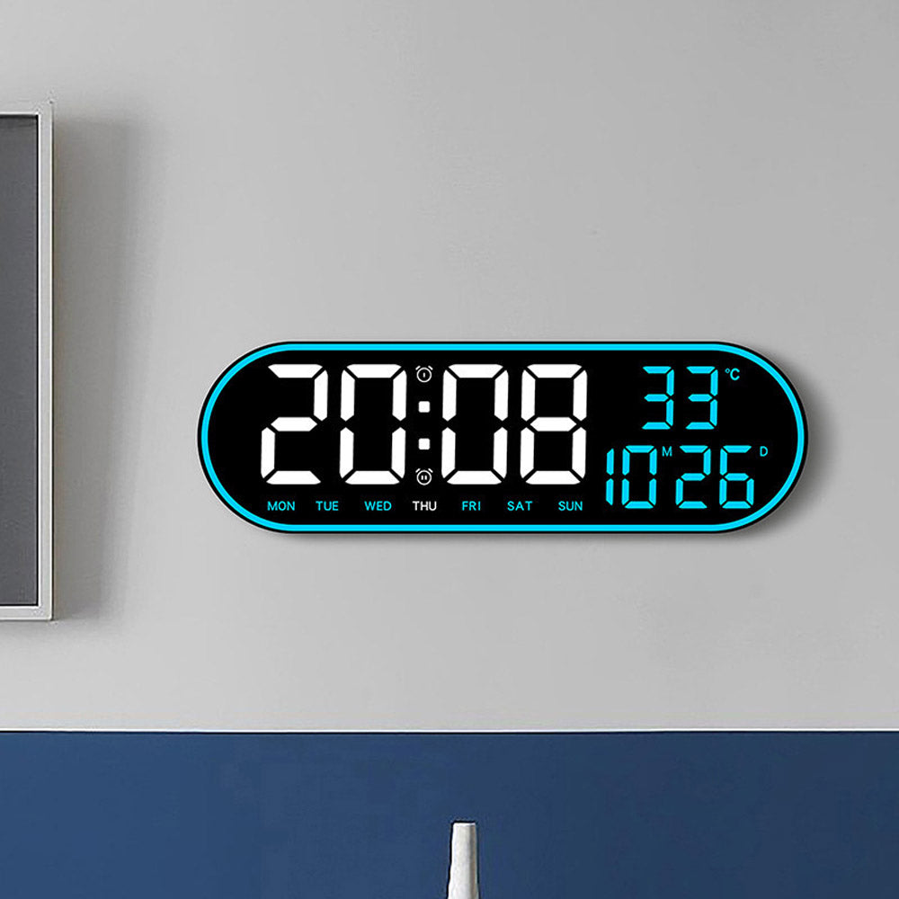 CRONY 8021 ساعة حائط رقمية ساعة منبه مثبتة على الحائط قابلة للتعديل لدرجة الحرارة ساعة رقمية للتحكم عن بعد للمنزل