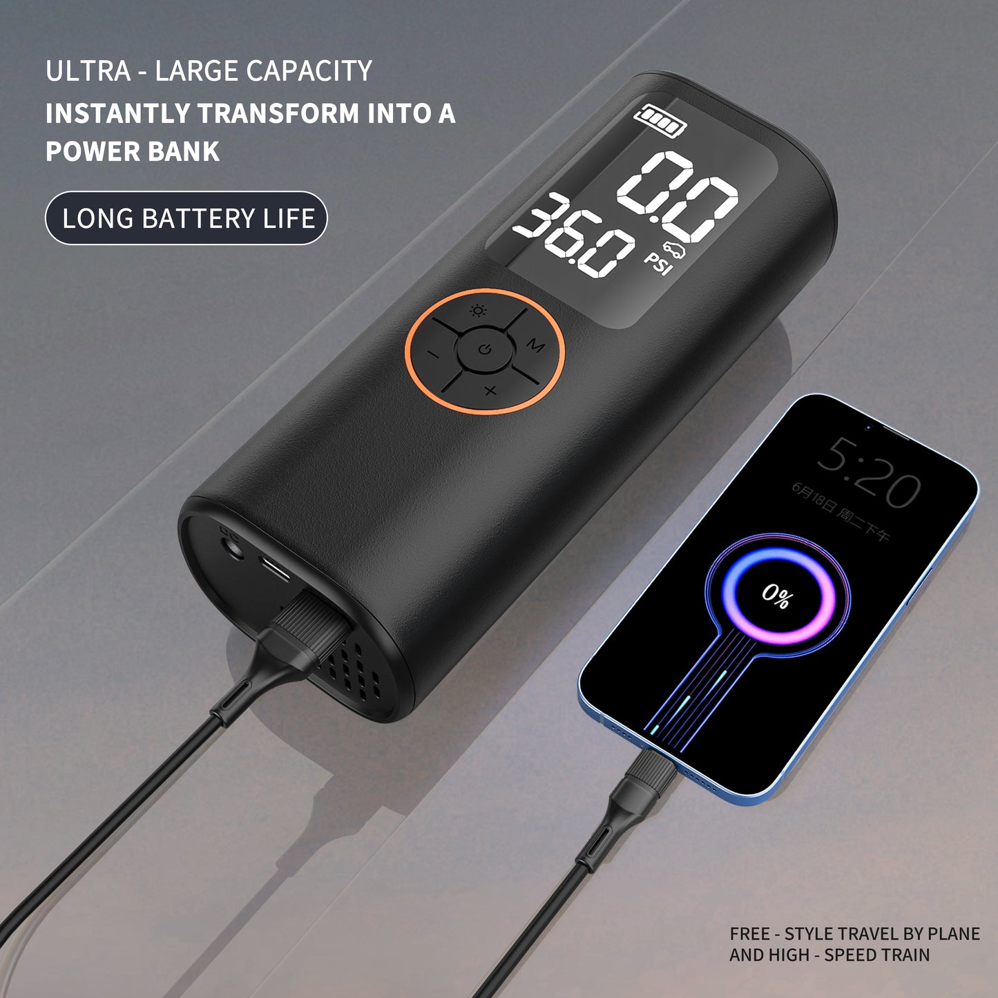 CRONY Y-QB15 Portable Battery-Powered Car Tire Inflator  Air compressor car tire inflator inflatable pump with LED light
