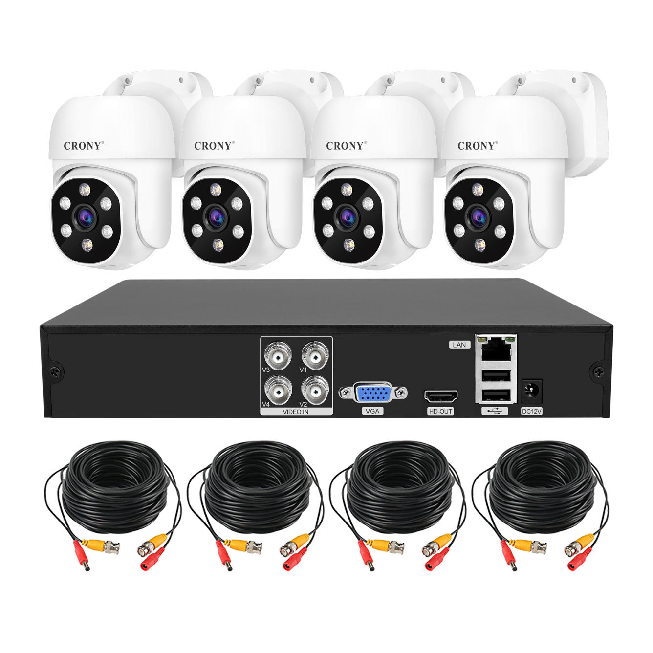 CRONY NVS004-WIFI-5MP 4CH XVR Kit Motion detection Full-color night vision 2-way audio