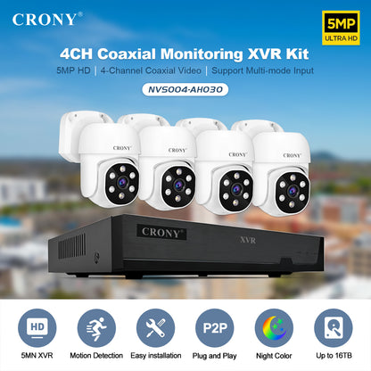 CRONY NVS004-WIFI-5MP 4CH XVR Kit Motion detection Full-color night vision 2-way audio