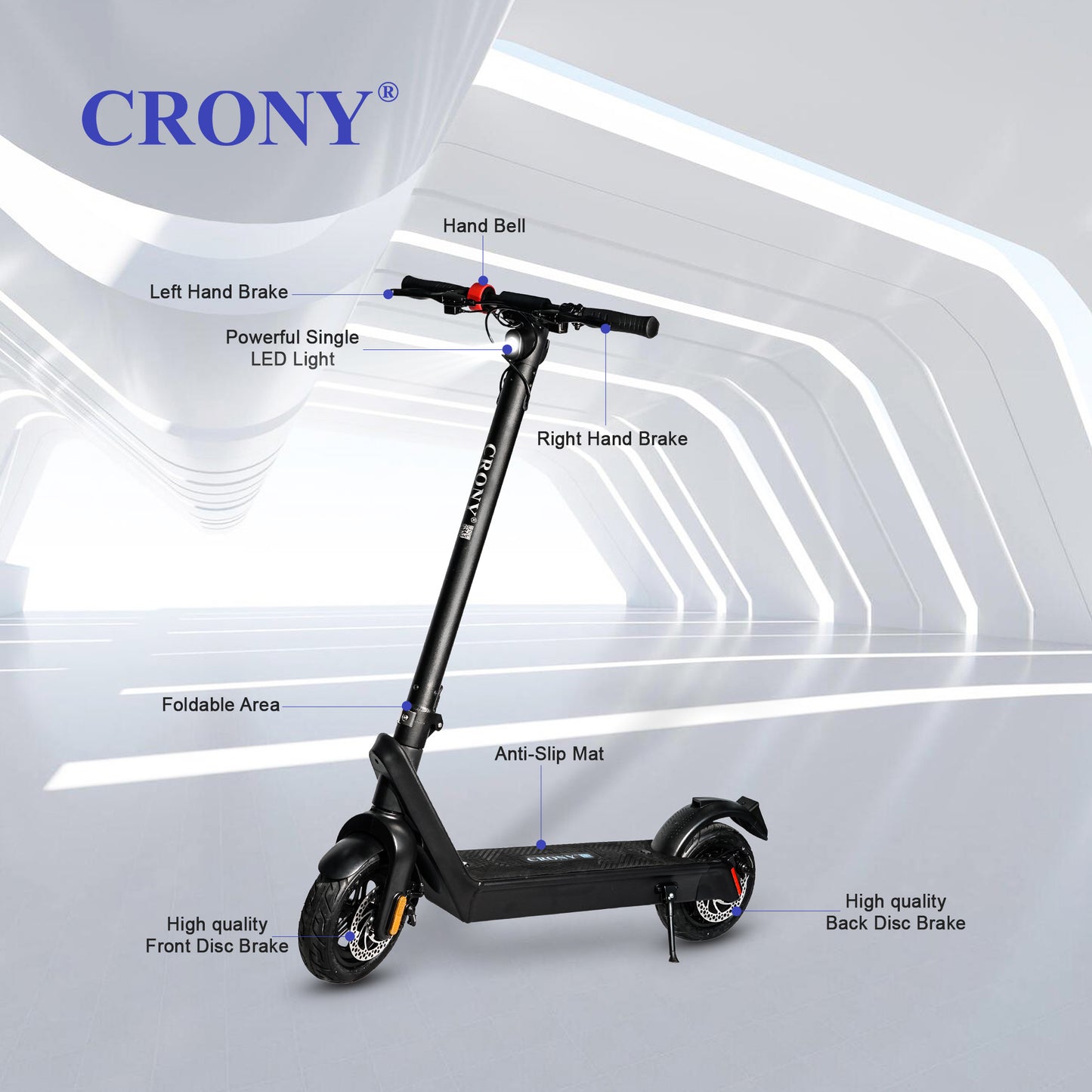 CRONY X9 Plus Folding E-scooter 500W 36V 15.6AH 35-65KM Range Disc Brakes Aluminum Alloy Frame LCD Display LED Headlamp Easy Folding
